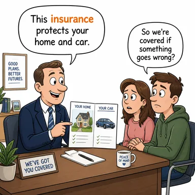 insurance (sigorta, güvence) karikatürü — diyalogla bağlam içinde öğren
