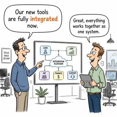 integrated (bütünleşik, entegre, birleşmiş) karikatürü — diyalogla bağlam içinde öğren