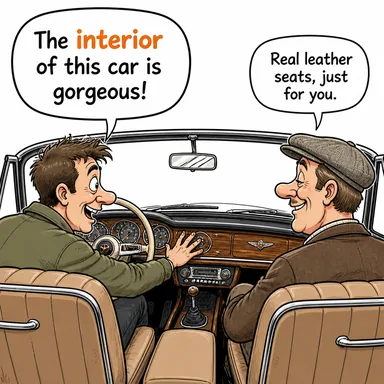 interior (iç, dahili, iç kısım) karikatürü — diyalogla bağlam içinde öğren