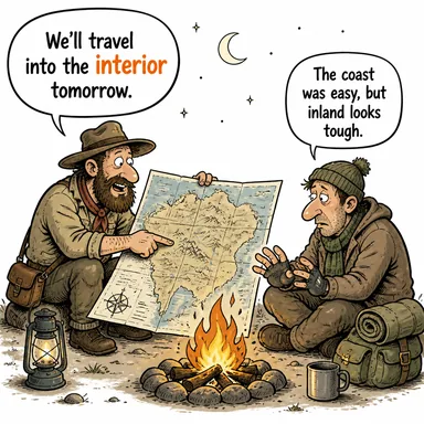 interior (ülkenin iç kesimleri) karikatürü — diyalogla bağlam içinde öğren