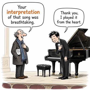 interpretation (yorum, yorumlama, tefsir) karikatürü — diyalogla bağlam içinde öğren