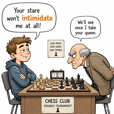 intimidate (gözdağı vermek, sindirmek, korkutmak) karikatürü — diyalogla bağlam içinde öğren