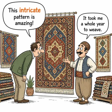 intricate (karmaşık, girift, çetrefilli) karikatürü — diyalogla bağlam içinde öğren