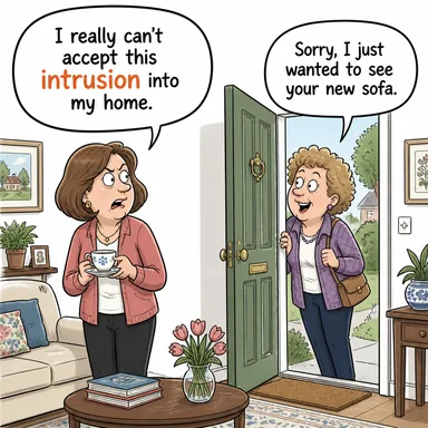 intrusion (izinsiz giriş, ihlal, müdahale) karikatürü — diyalogla bağlam içinde öğren