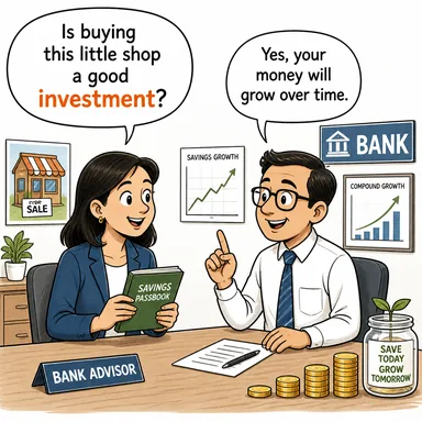 investment (yatırım) karikatürü — diyalogla bağlam içinde öğren