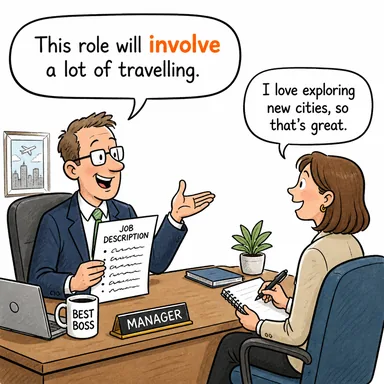 involve (içermek, kapsamak, gerektirmek, (bir suça/olaya) karıştırmak) karikatürü — diyalogla bağlam içinde öğren