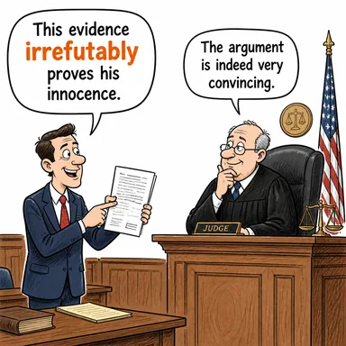 irrefutably (çürütülemez bir şekilde, inkar edilemez surette) karikatürü — diyalogla bağlam içinde öğren