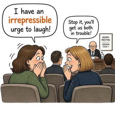 irrepressible (bastırılamaz, zaptedilemez, (duygu) içine sığmayan) karikatürü — diyalogla bağlam içinde öğren