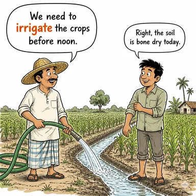 irrigate (sulamak) karikatürü — diyalogla bağlam içinde öğren