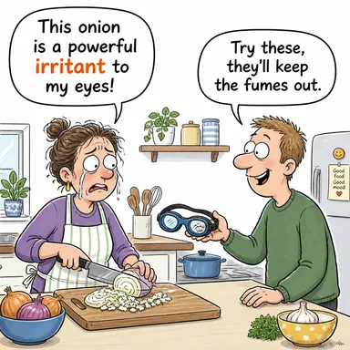 irritant (tahriş edici madde, rahatsızlık kaynağı) karikatürü — diyalogla bağlam içinde öğren