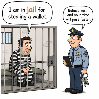 jail (hapishane) karikatürü — diyalogla bağlam içinde öğren