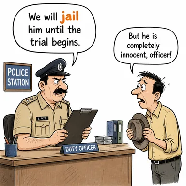 jail (hapsetmek, tutuklamak) karikatürü — diyalogla bağlam içinde öğren
