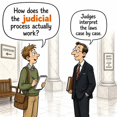 judicial (adli, yargısal) karikatürü — diyalogla bağlam içinde öğren