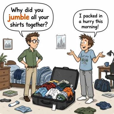 jumble (karmakarışık etmek, (isim: karışıklık)) karikatürü — diyalogla bağlam içinde öğren