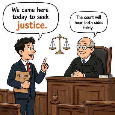 justice (adalet) karikatürü — diyalogla bağlam içinde öğren
