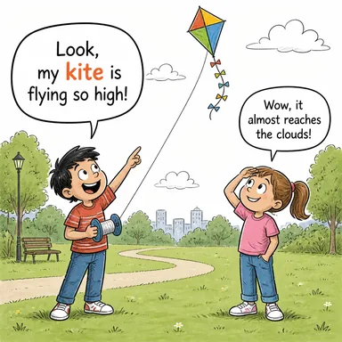 kite (uçurtma) karikatürü — diyalogla bağlam içinde öğren