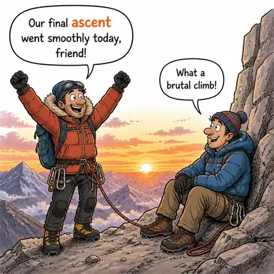 ascent (yükseliş, tırmanış) karikatürü — diyalogla bağlam içinde öğren