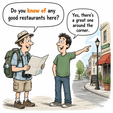 know of (haberdar olmak, bilmek (duymuşluğu olmak)) karikatürü — diyalogla bağlam içinde öğren