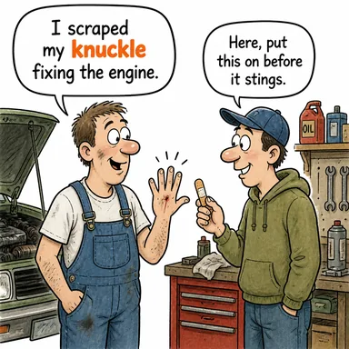 knuckle (parmak eklemi) karikatürü — diyalogla bağlam içinde öğren