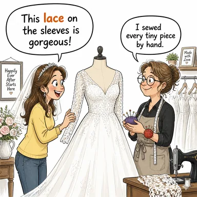 lace (dantel, ayakkabı bağı) karikatürü — diyalogla bağlam içinde öğren