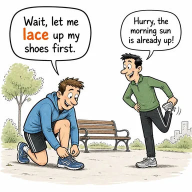 lace (bağlamak (ayakkabı), (içkiye) bir şey karıştırmak) karikatürü — diyalogla bağlam içinde öğren