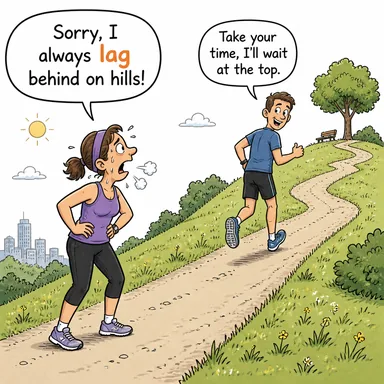 lag (geri kalmak, gecikmek, ağır kalmak) karikatürü — diyalogla bağlam içinde öğren
