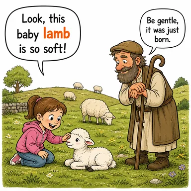 lamb (kuzu, kuzu eti) karikatürü — diyalogla bağlam içinde öğren