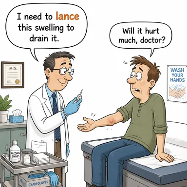 lance (mızrak; (tıpta) neşterle yarmak) karikatürü — diyalogla bağlam içinde öğren