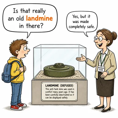 landmine (kara mayını) karikatürü — diyalogla bağlam içinde öğren