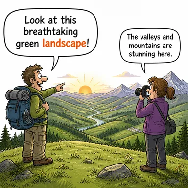 landscape (manzara, peyzaj, genel görünüm (siyasi vb.)) karikatürü — diyalogla bağlam içinde öğren