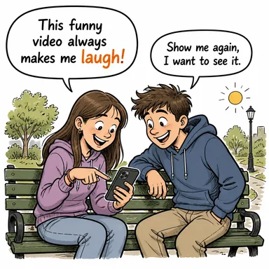 laugh (gülmek; (bir şeye) gülüp geçmek) karikatürü — diyalogla bağlam içinde öğren