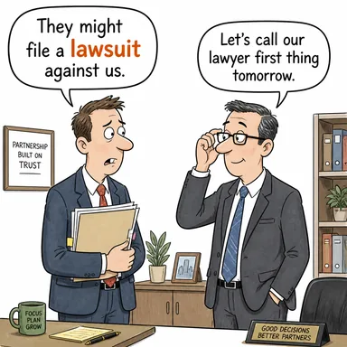 lawsuit (dava, hukuk davası) karikatürü — diyalogla bağlam içinde öğren