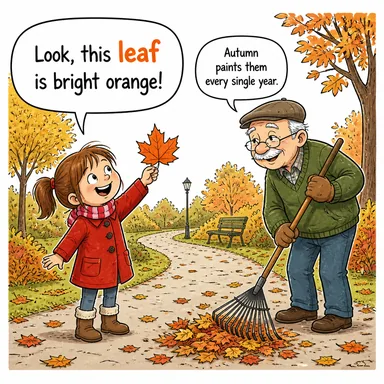 leaf (yaprak) karikatürü — diyalogla bağlam içinde öğren