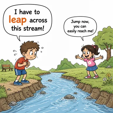 leap (sıçramak, atlamak; (büyük) artış, atılım) karikatürü — diyalogla bağlam içinde öğren