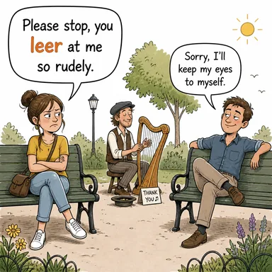 leer (yan gözle bakmak, pis pis sırıtmak (kötü niyetle/şehvetle)) karikatürü — diyalogla bağlam içinde öğren