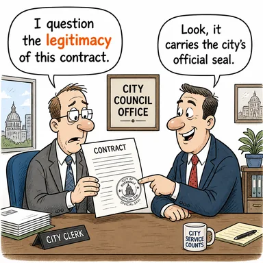 legitimacy (meşruluk, yasallık) karikatürü — diyalogla bağlam içinde öğren
