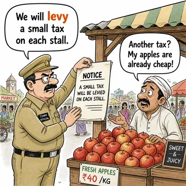 levy (vergi koymak, (parayı/vergiyi) zorla toplamak) karikatürü — diyalogla bağlam içinde öğren