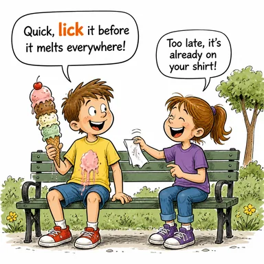 lick (yalamak) karikatürü — diyalogla bağlam içinde öğren