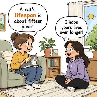 lifespan (yaşam süresi, ömür) karikatürü — diyalogla bağlam içinde öğren