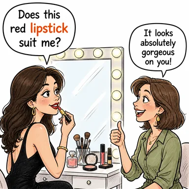 lipstick (ruj) karikatürü — diyalogla bağlam içinde öğren