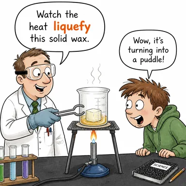 liquefy (sıvılaştırmak, eritmek) karikatürü — diyalogla bağlam içinde öğren