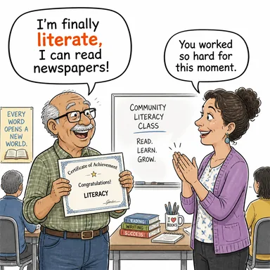 literate (okuryazar, eğitimli, kültürlü) karikatürü — diyalogla bağlam içinde öğren
