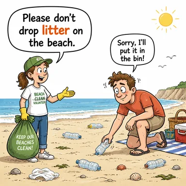 litter (çöp, atık; (hayvanlarda) batın/yavru grubu) karikatürü — diyalogla bağlam içinde öğren