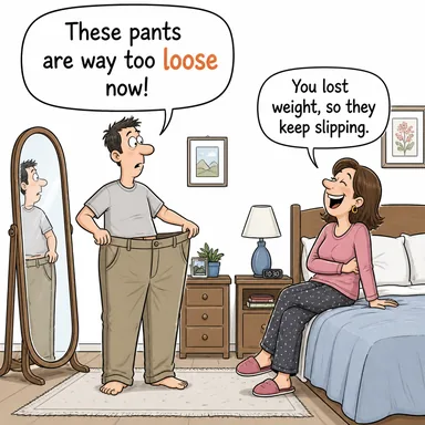 loose (gevşek, bol, serbest) karikatürü — diyalogla bağlam içinde öğren