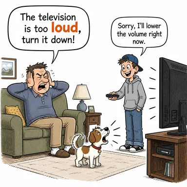 loud (yüksek sesli, gürültülü) karikatürü — diyalogla bağlam içinde öğren
