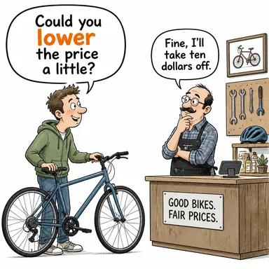 lower (düşürmek, indirmek, azaltmak) karikatürü — diyalogla bağlam içinde öğren