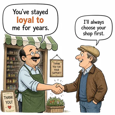 loyal to (...'ya sadık, bağlı) karikatürü — diyalogla bağlam içinde öğren