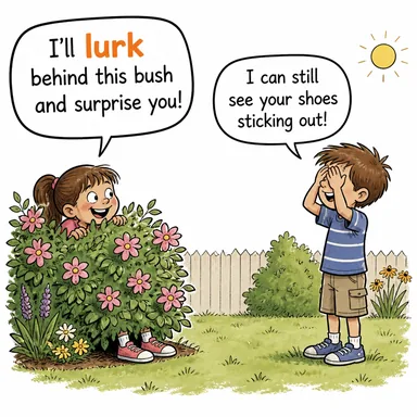 lurk (pusuya yatmak, gizlenmek, (tehlike) kol gezmek) karikatürü — diyalogla bağlam içinde öğren