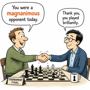 magnanimous (yüce gönüllü, bağışlayıcı, alicenap) karikatürü — diyalogla bağlam içinde öğren