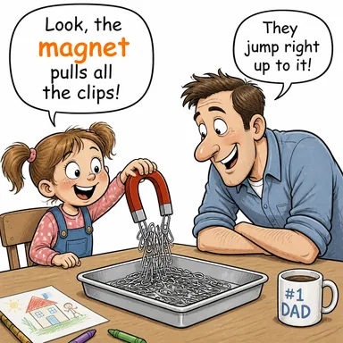 magnet (mıknatıs; cazibe merkezi) karikatürü — diyalogla bağlam içinde öğren
